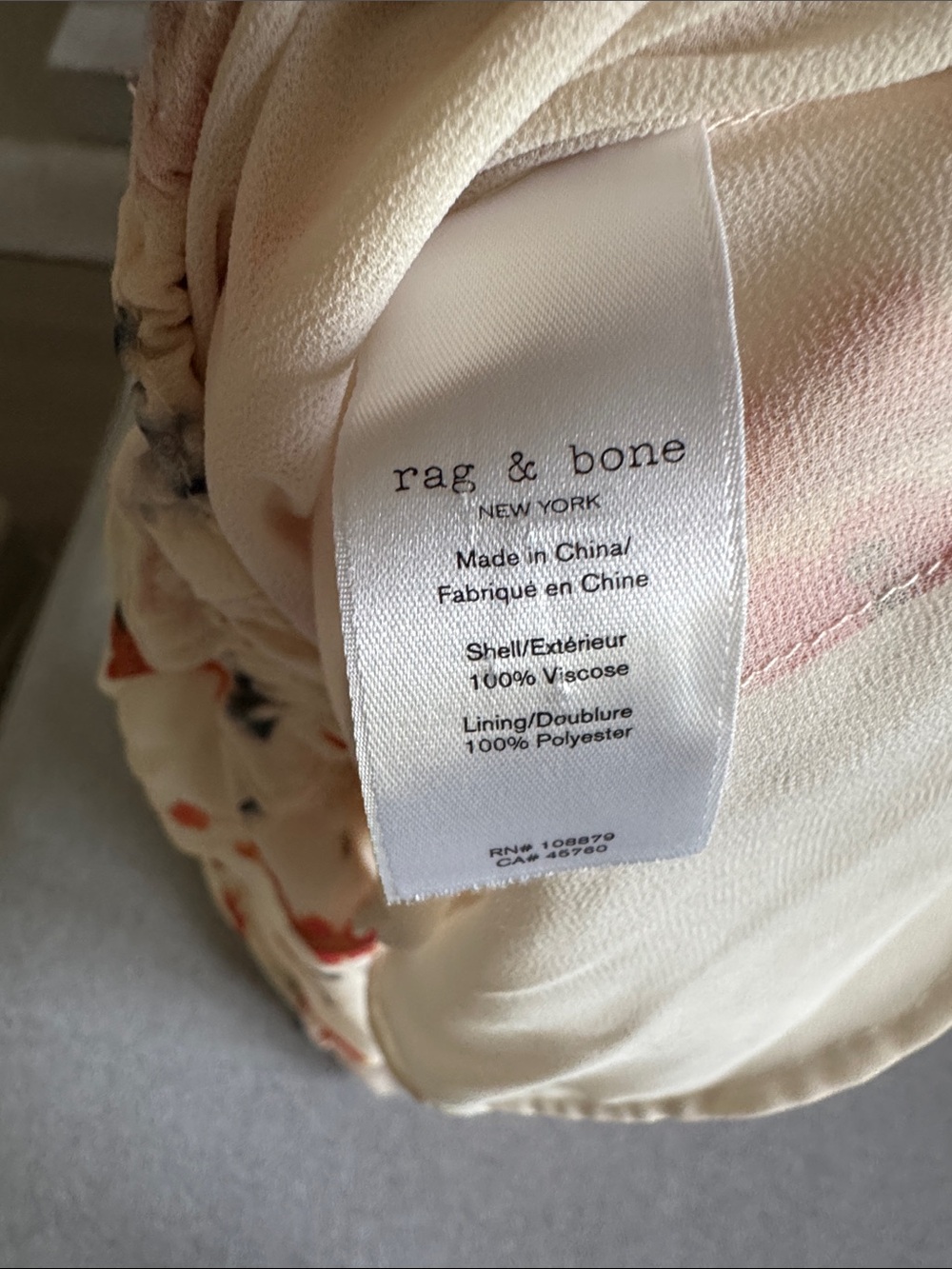 rag & bone Cream Wide-Leg Floral Pants with Orange Blooms - Picture 4 of 6